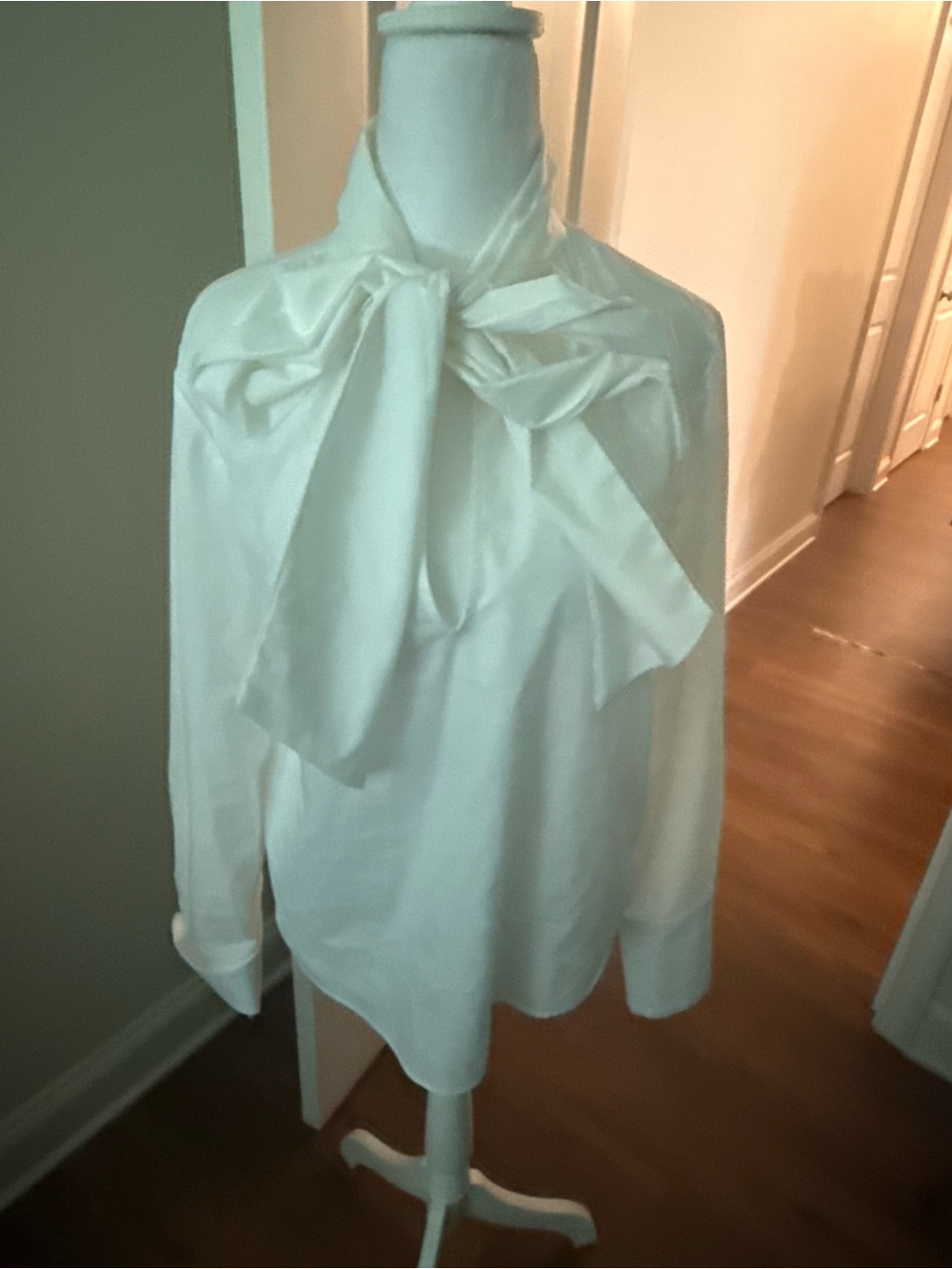 Express White Bow Tie-Neck Blouse